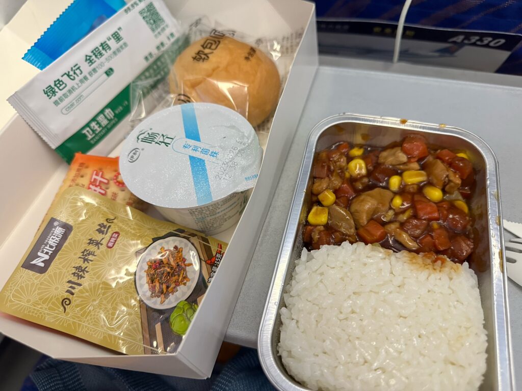 中国南方航空　北京大興〜タシュケントの機内食（チキンライス）